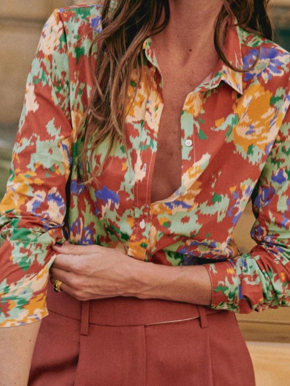 Sezane Pierro Shirt Antique Flower Print  (size 38)